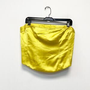 Wild Fable Women's Slim Fit Party Bustier Tube Top Yellow Satin Size Small